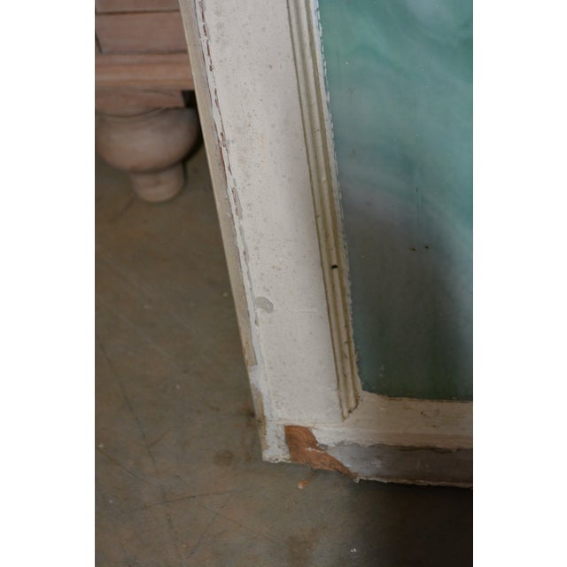 Vintage Large Green Blue & White Slag Glass 6 Pane Window Panel From Va Church For Sale - Image 14 of 18