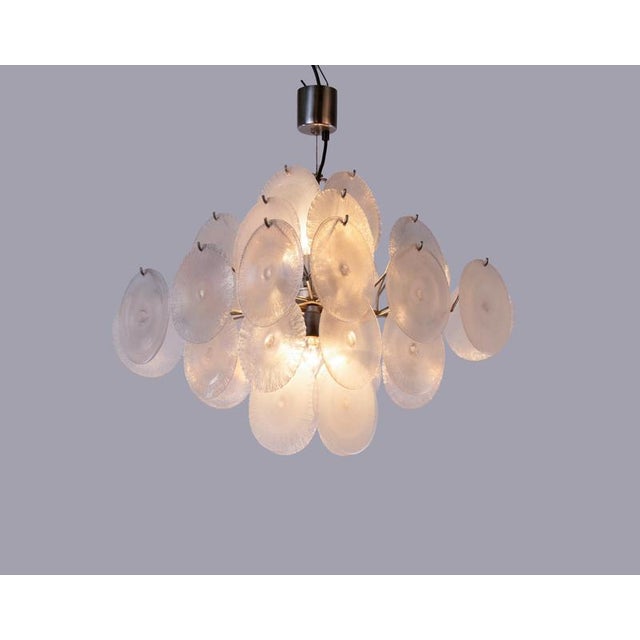 Chandelier with Iridescent Murano Glass Discs from Vistosi, Italy, 1960s For Sale - Image 4 of 13