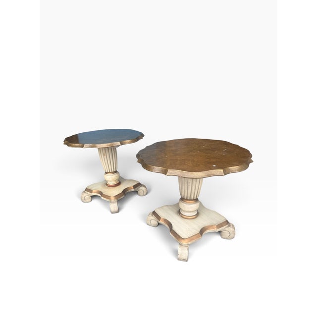 Mid 20th Century Pair of Katherine Henick Neoclassical Gilt & Painted Side Tables / Plant Stands For Sale - Image 5 of 17