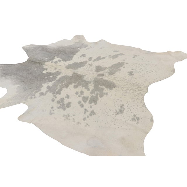 Rug & Kilim Rug & Kilim’s Cowhide Rug in Silver-Gray and White Tones For Sale - Image 4 of 7
