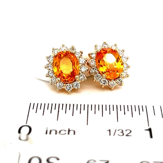 Natural Sapphire Diamond Stud Earrings 14k Gold 3.5 TCW Certified For Sale - Image 12 of 12
