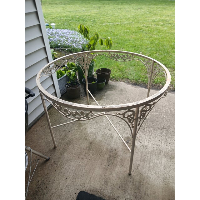 Vintage Wrought Iron 5 Piece Patio Set For Sale - Image 4 of 9