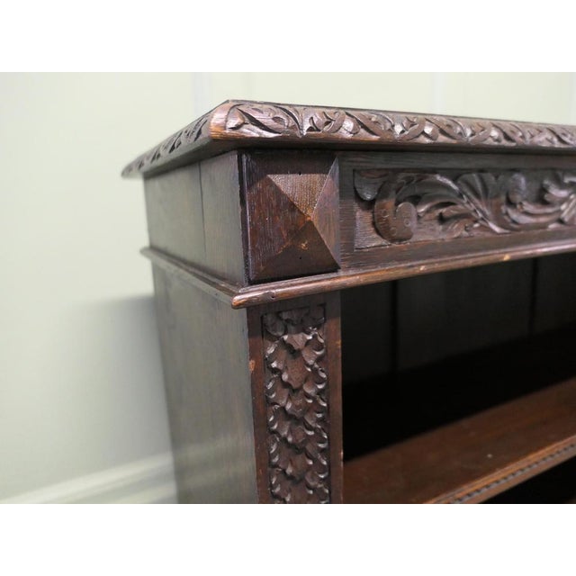 Wood Carved Oak Open Bookcase For Sale - Image 7 of 8