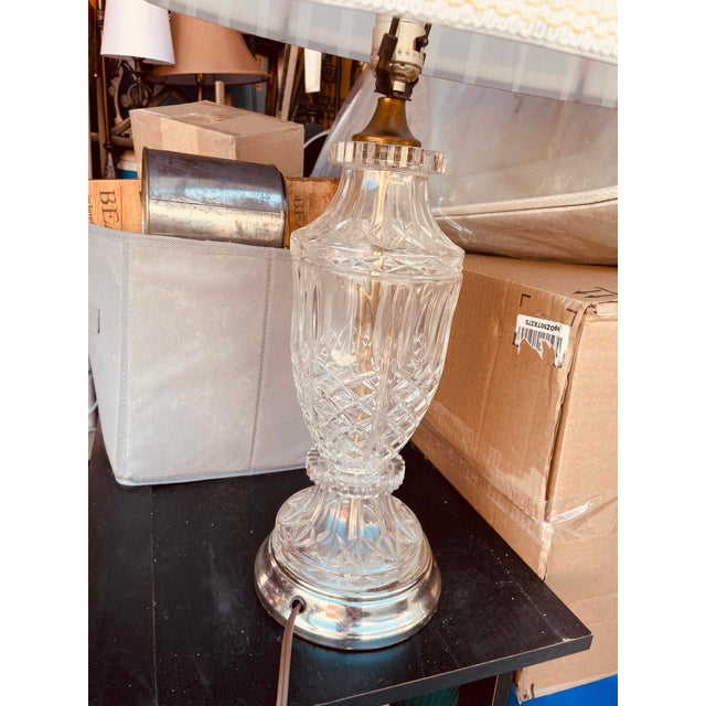 Metal Vintage Iron Pressed/Embossed/Cut Glass Lamp For Sale - Image 7 of 7