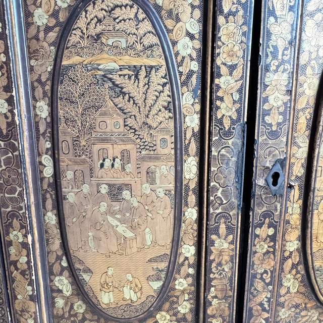 Antique Chinese 17" Black Lacquered Collectors Cabinet Qing Dynasty For Sale In New York - Image 6 of 11