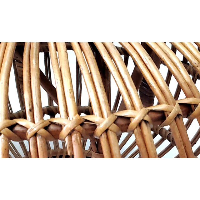 Ottoman Footstool Italy by Franco Albini Wicker Pencil Reed Pouf 1960s For Sale - Image 12 of 12