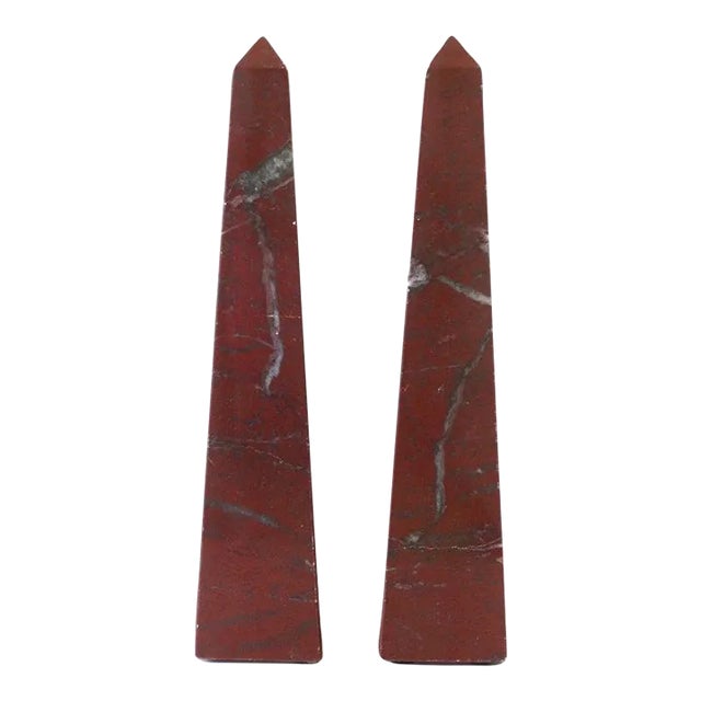 Italian Marble Obelisks, Pair For Sale