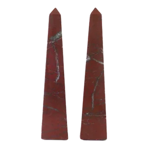 Italian Red Burgundy Marble Obelisks - A Pair