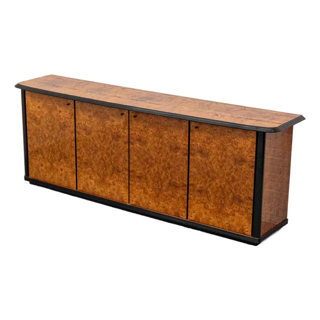 Vintage Italian Sideboard in Burl Wood, 1980s For Sale