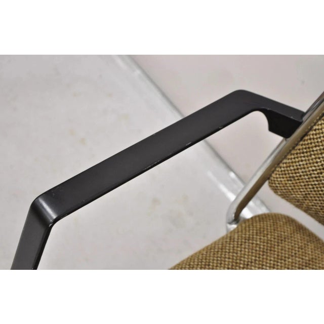 Metal Vintage Sculpted Chrome Frame Post Mid Century Modern Office Arm Chair For Sale - Image 7 of 12
