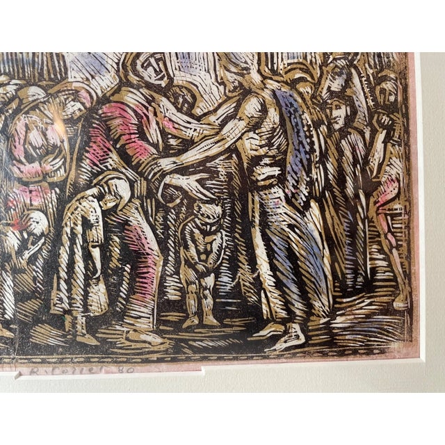Vintage Religious Original Ruth Collet Woodblock Linocut Figural Pop Art Print For Sale - Image 9 of 12