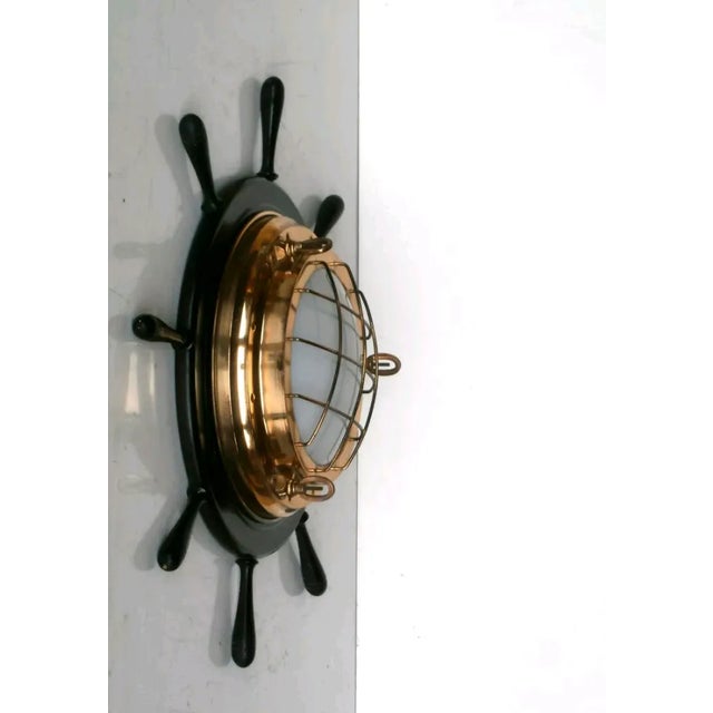 Mid-Century Modern Helm Nautical Italian Wall Lamp, 1960s For Sale - Image 3 of 4
