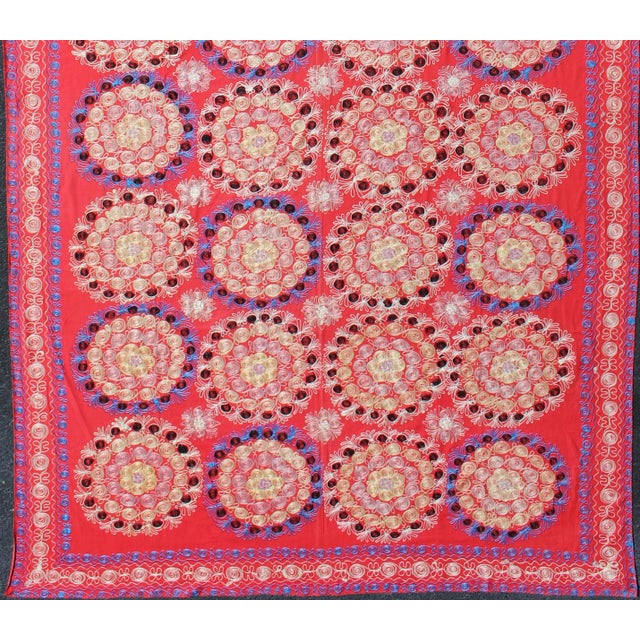 Embroidery Suzani with floral design and beautiful vivid colors. Rug/H-1306-1, Uzbekistan Suzani "Suzani" means needlework...