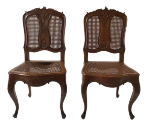 1880s French Provincial Hand Carved Side Chairs - a Pair