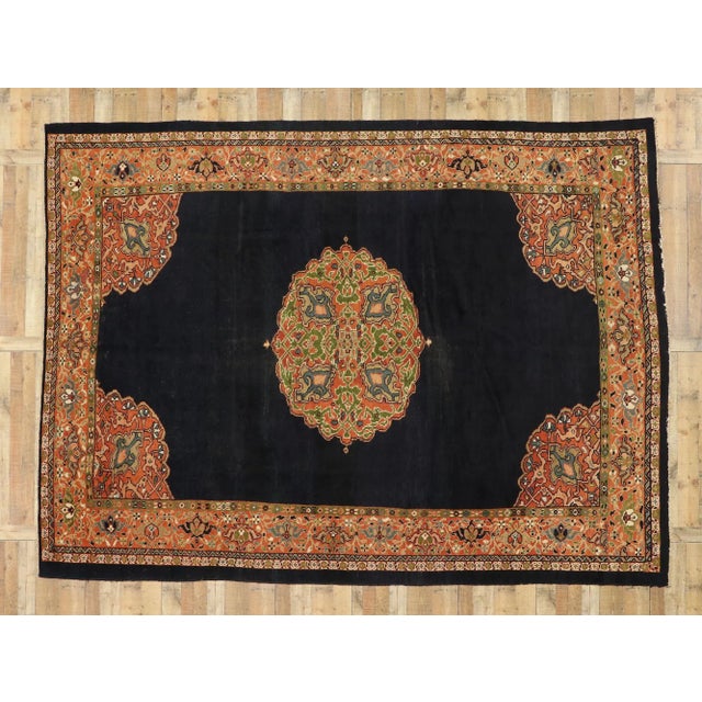 Navy Blue Antique Persian Sultanabad Rug - 09'09 x 13'03 For Sale - Image 8 of 10