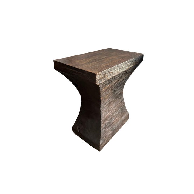 Solid Teak Wood Console Table Espresso Finish Modern Organic For Sale - Image 4 of 6