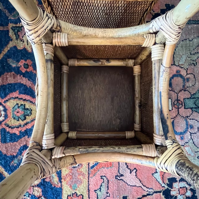 Vintage Coastal Rattan and Wicker Drink Tables - A Pair For Sale - Image 17 of 17