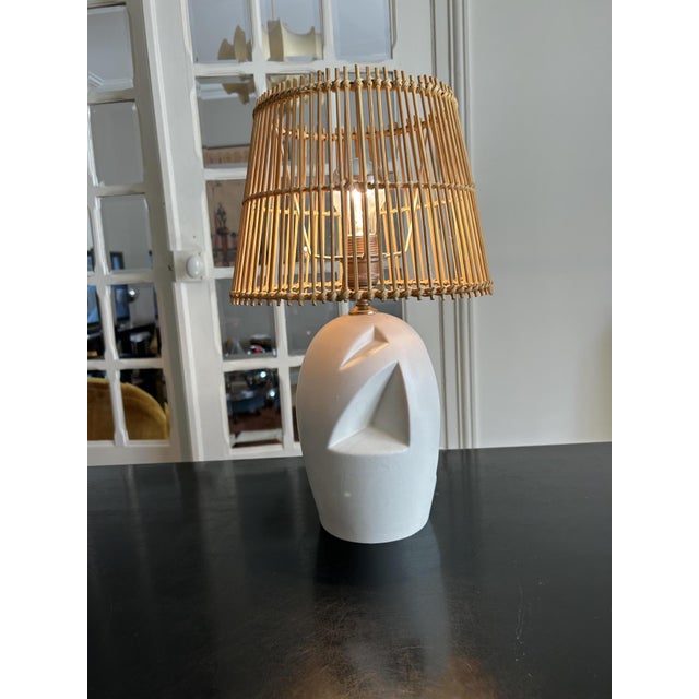 White Vintage Openwork Ceramic Table Lamp, 1970s For Sale - Image 8 of 10