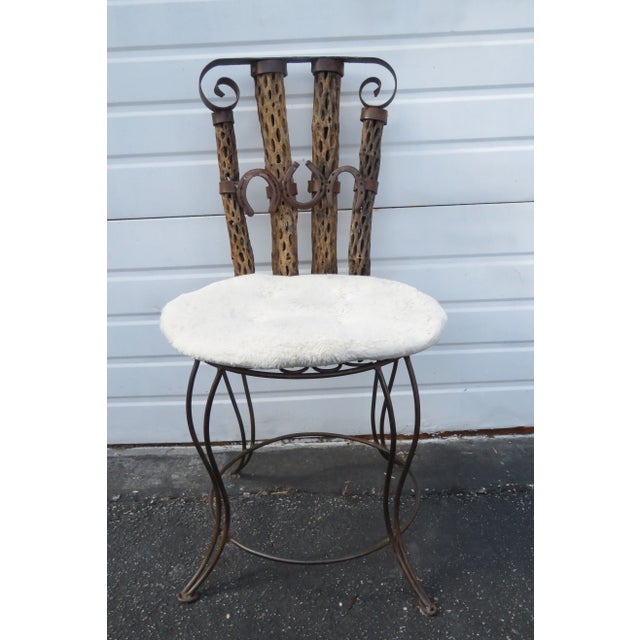 This unique set of Six Dining Chairs is made of wood, metal, upholstery, and is in good condition. This magnificent dining...
