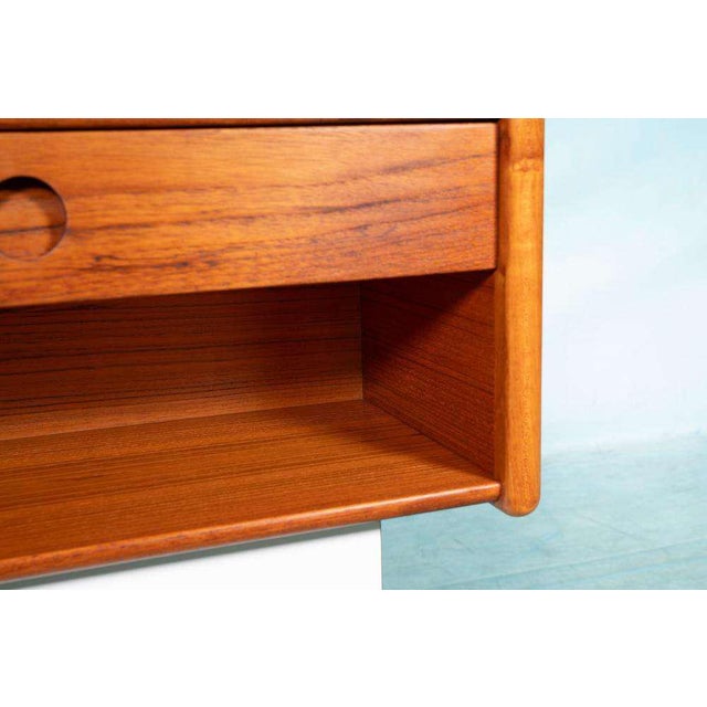 Brown Mid-Century Minimalist Teak Wall Mirror and Console by Kai Kristiansen, Set of 2 For Sale - Image 8 of 18