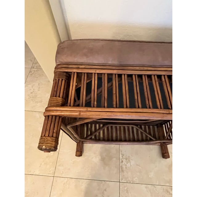 1990s Palecek Presidents Stick Reed Rattan Nantucket Ottoman Footstool For Sale - Image 12 of 12