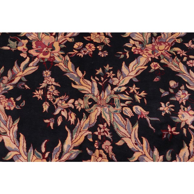 Art Nouveau Basan Pak-Persian Black/Black Wool Rug - 9'2'' X 12'3'' For Sale - Image 4 of 9