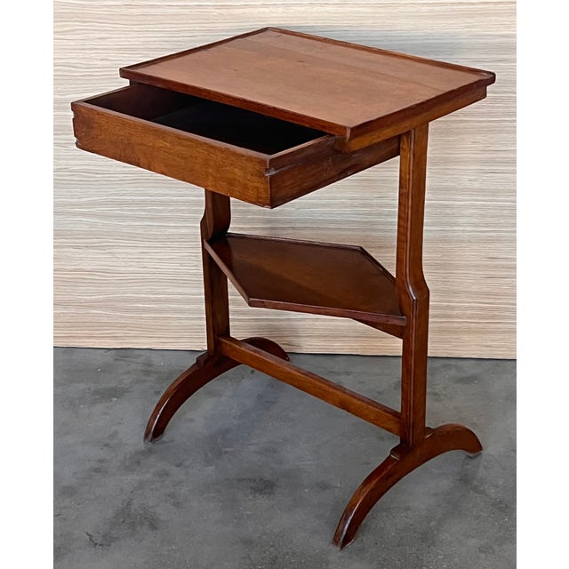 French Art Nouveau Side Table or Nightstand With Drawer and Shelve For Sale - Image 9 of 11