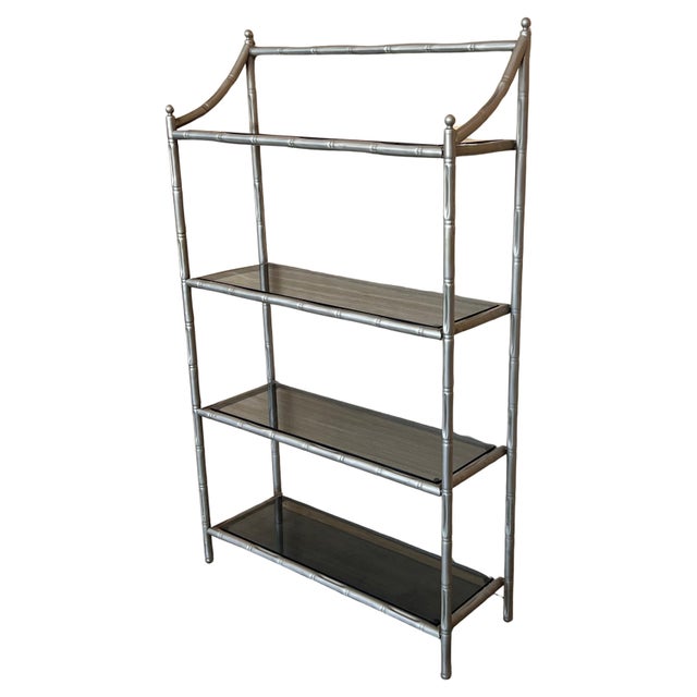 Mid 20th Century Faux Bamboo Etagere with Four Shelves and Mate Chrome Finished For Sale - Image 15 of 18