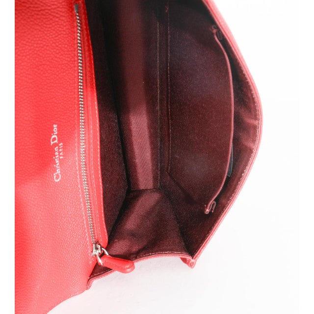 Red Grained Calfskin Small Diorama Flap Bag For Sale - Image 9 of 9