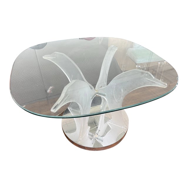 1970 Lucite Light Up Dolphins Dining Table For Sale