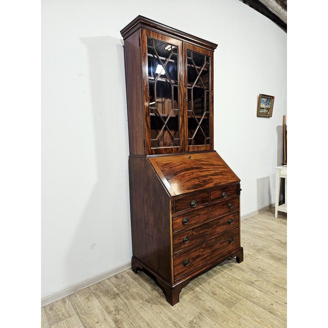 Purple Victorian Mahogany Secretaire with Library For Sale - Image 8 of 18