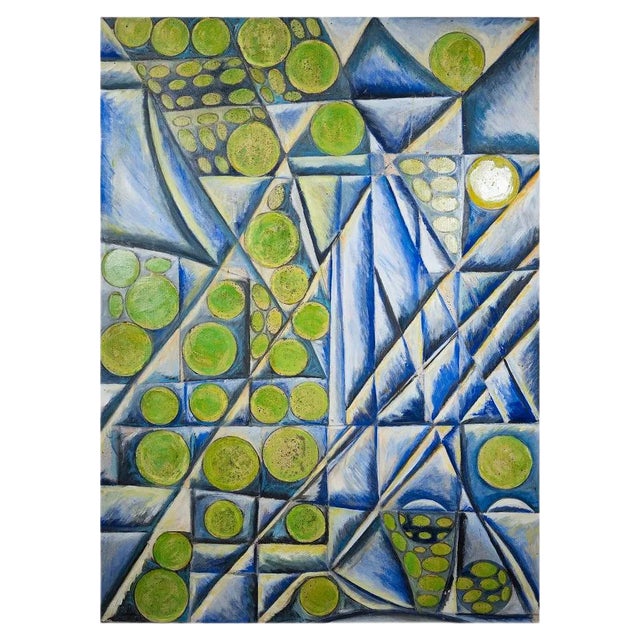 Giorgio Lo Fermo, Post Cubism, Oil on Plywood, 1989 For Sale