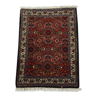 Fine Bidjar Rug 1’5” X 1’10” Red Wool Vintage Hand-Knotted Carpet For Sale