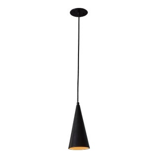 1960s Finnish Conical Black Metal Pendant Lamp Attributed to Mauri Almari For Sale