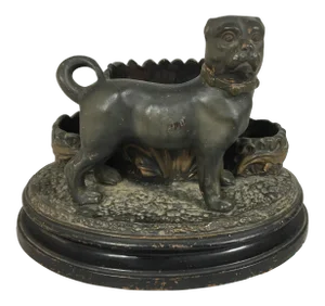 19th C. French Terra Cotta Dog Match Safe