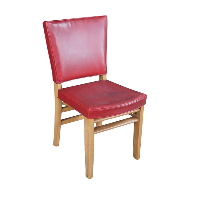 Mid-Century Modern Mid 20th Century Louis Rastetter & Sons 'The Solid Kumfort' Red Leather Folding Chair For Sale - Image 3 of 15
