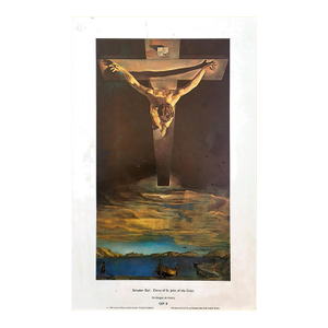 1952 50s Salvador Dali Christ of Saint John of the Cross Vintage Art Print Poster Offset Lithography the Glasgow Art Gallery England