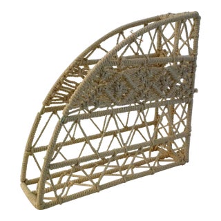 Macrame & Metal Magazine Rack For Sale