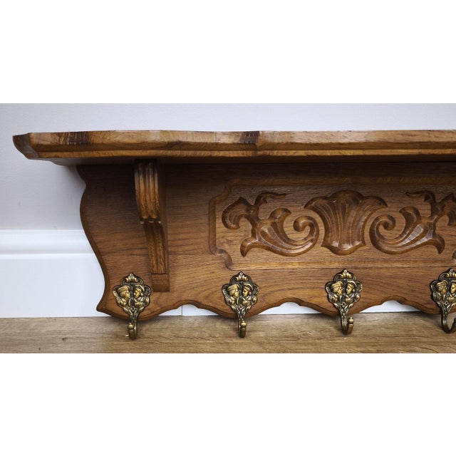 Vintage French Coat Rack in Oak For Sale - Image 3 of 8