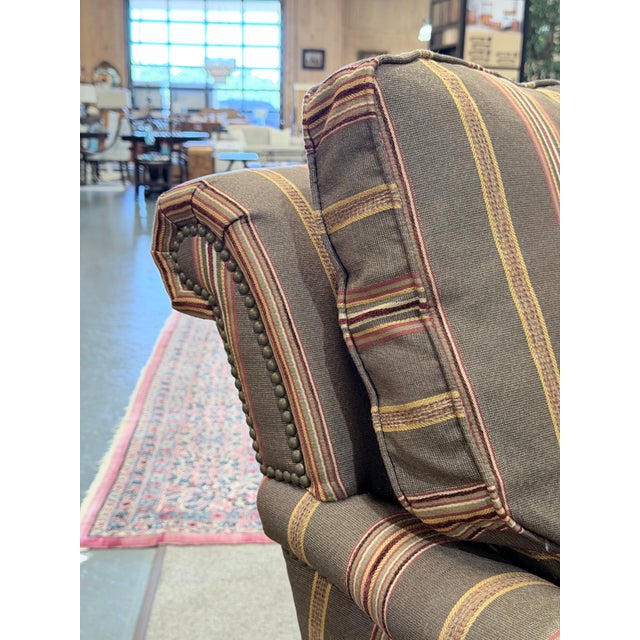 Wesley Hall Furniture Pair of Late 20th Century Wesley Hall Hartwell Striped Lounge Chairs For Sale - Image 4 of 10