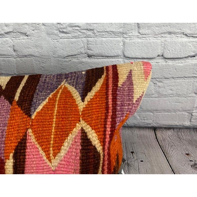 Turkish 16 x 24 Kilim Pillow Turkish Labyrinth Tranquility Pillow Cushion Cover For Sale - Image 3 of 4