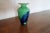 Two-toned green and blue art glass vase