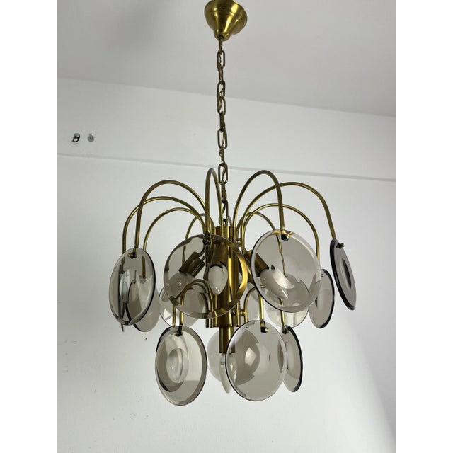 Murano Glass and Brass Chandelier by Vistosi, 1970s For Sale - Image 12 of 12