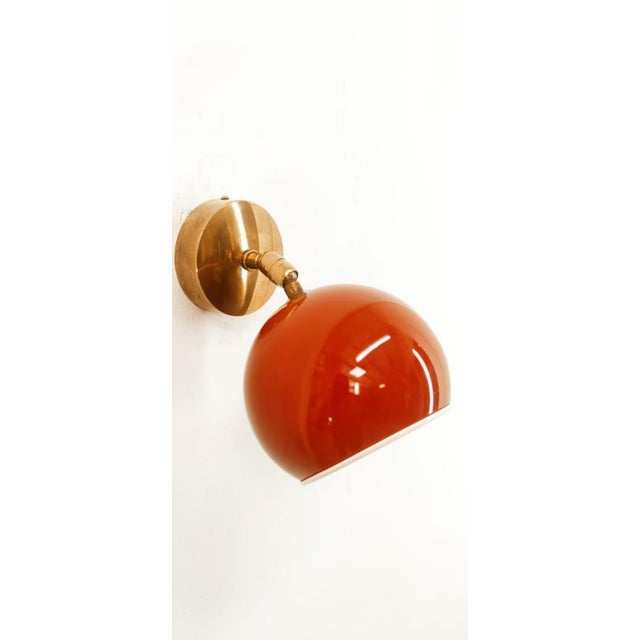 Adjustable Wall Light with Red-Colored Metal Dome For Sale - Image 6 of 16