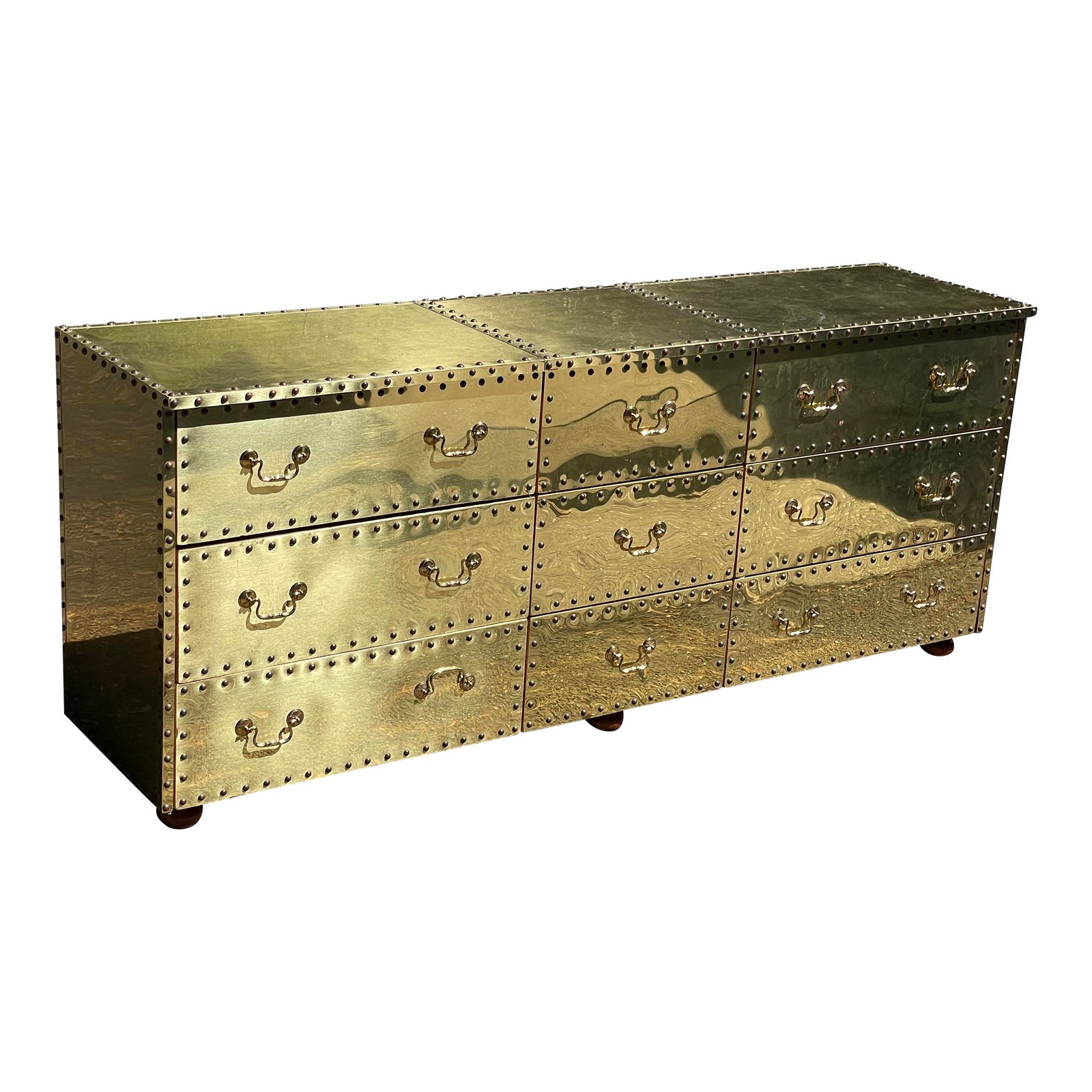 Sarreid Brass Clad Triple Dresser, Circa 1970s Chairish