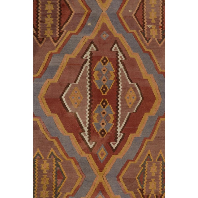 Tribal 1950s Vintage Kilim Rug in Pink With Colorful Tribal Medallion Patterns For Sale - Image 3 of 7