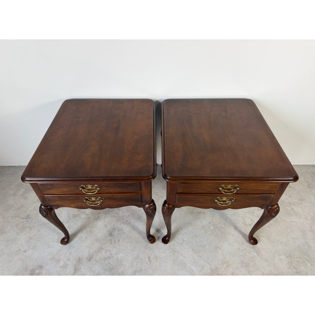1970s 1970's Vintage Drexel Queen Anne Style Nightstands – A Pair For Sale - Image 5 of 16