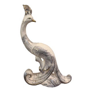Vintage Hollywood Regency Large Ceramic Bird Figure 17.5" High For Sale