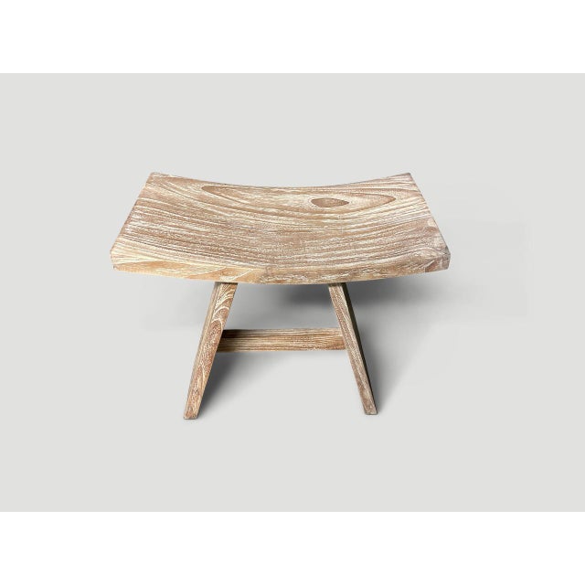 Andrianna Shamaris Minimalist Teak Wood Small Bench For Sale - Image 4 of 5