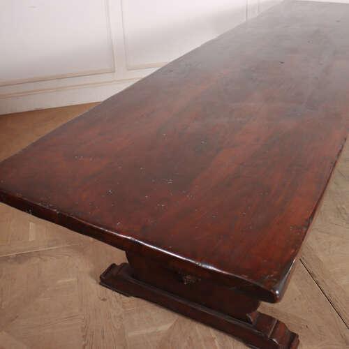 Italian Walnut Trestle Table, 1920s For Sale - Image 6 of 9